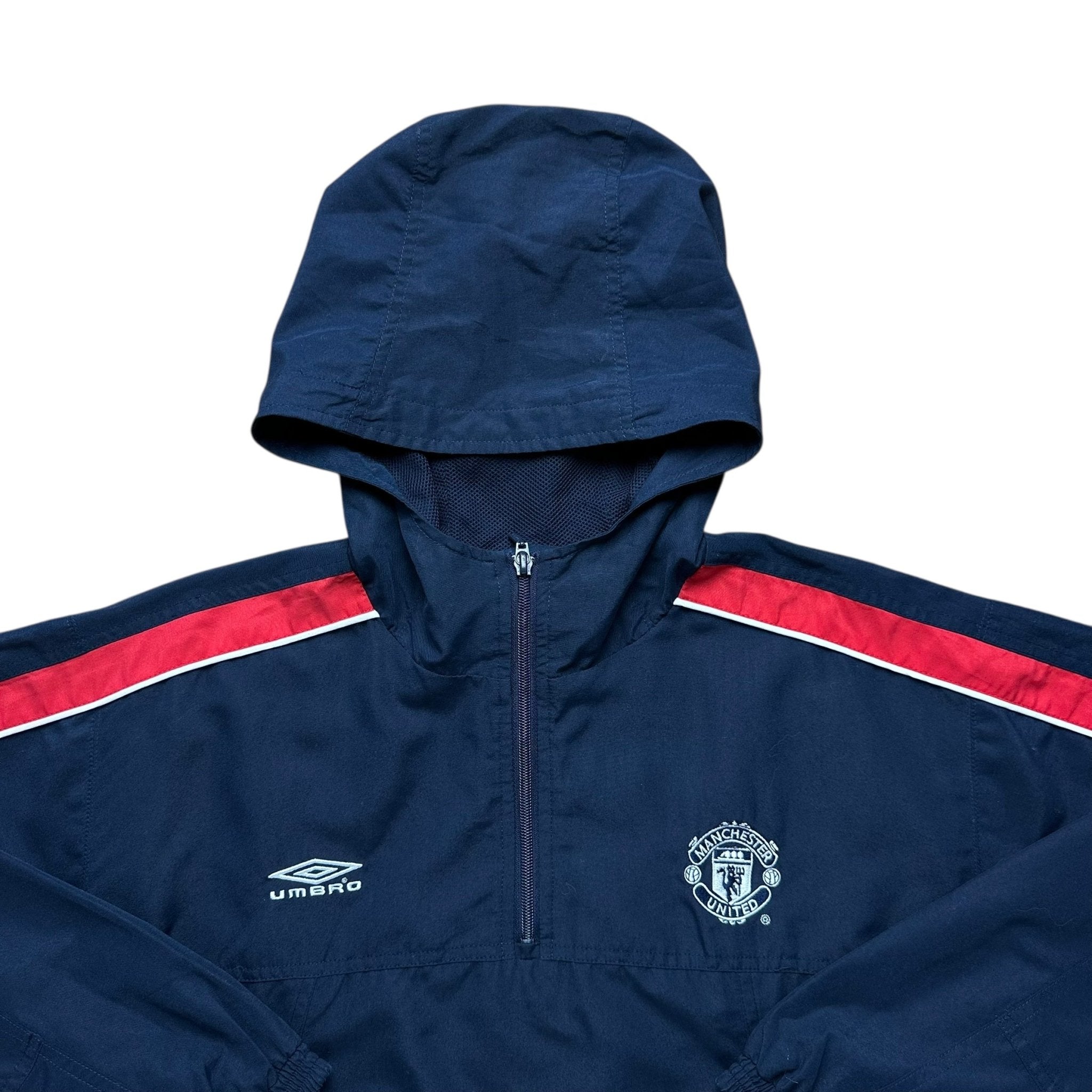 Manchester United 2000 - 02 Training 1/4 Zip Hooded Jacket (S) - Kitplug